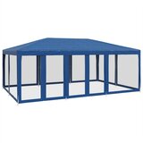 Šator za zabave s 10 mrežastih bočnih zidova plavi 6x4 m HDPE | shoptok.hr