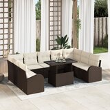 vidaXL 10-delni vrtni sofa set s blazinami rjavi poli ratan | Shoptok.si