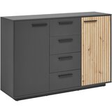 Mömax Široka Komoda Lukas, Antracit, Barva Hrasta | Shoptok.si
