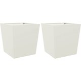 Maison Chic Vrtno korito - Greda - Cvetlični Lonec 2 kosa bela 50x50x50 cm jeklo, (21790034) | Shoptok.si
