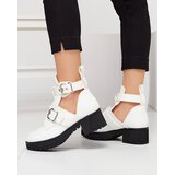 Resti White lacquered women's boots with cutout and embossing Malevib- Footwear | Shoptok.si