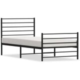 Metalni okvir kreveta uzglavlje i podnožje crni 90 x 200 cm | shoptok.hr