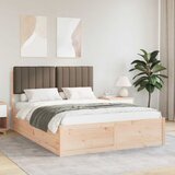 vidaXL Posteljni okvir z oblazinjenim vzglavjem Taupe 140 x 200 cm | Shoptok.si