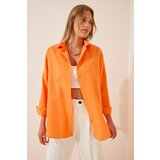 Happiness İstanbul Women's Orange Oversize Long Basic Shirt Cene