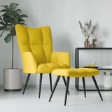 The Living Store Stol za sproščanje s stolčkom gorčično rumen žamet - Stol Za Sproščanje, (21438866) Cene