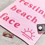 Sassy B Rožnata frotirna bombažna brisača za na plažo 76x160 cm Resting Beach Face – | Shoptok.si