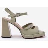 VINCEZA Ladies leather sandals on heel | shoptok.hr