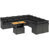  11-dijelni set vrtnih sofa od poliratana s jastucima crni | shoptok.hr