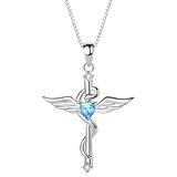 IZMAEL Ogrlica Wing Cross - Srebrna / Plava | shoptok.hr