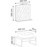 MID.YOU kopalnica bitila 60, bela, barva hrasta, 3-Delno | Shoptok.si