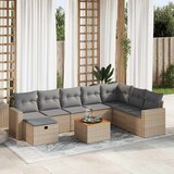 Maison Chic Seti vrtnega pohištva - Vrtna garnitura 9-delna z blazinami bež poli ratan, (21797517) | Shoptok.si