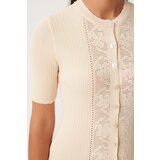 Happiness İstanbul Women's Cream Openwork Seasonal Knitwear Cardigan | Shoptok.si