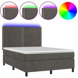  Box spring postelja z vzmetnico LED temno siva 140x200 cm žamet, (20725429) | Shoptok.si