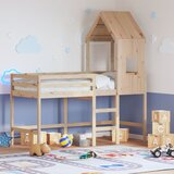  The Living Store Posteljni okvir z lestvijo in streho 90x200 cm borovina - Pograd, (21496294) | Shoptok.si