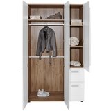 Mömax omara za oblačila avensis new, bela, temni hrast, ogledalo | Shoptok.si