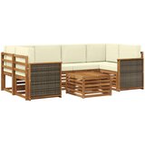  Set vanjskih sofa 7 kom. Prirodna i krem Čvrsto drvo akacije | shoptok.hr