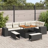 vidaXL 9-dijelni set vrtnih sofa s jastučićima crni poli ratan akacija, 3-dijelni set vrtne blagovaonice s jastučićima crni poli ratan akacija | shoptok.hr