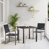 vidaXL 3-delni Vrtni Jedilni Set Črni Poly Rattan Cene