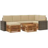 vidaXL Kotna sedežna garnitura z blazino 7 pcs Naravna in bež, (5000270735) | Shoptok.si