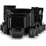MALACASA Črn keramični porcelanasti jedilni set, primeren za mikrovalovno pečico, primeren za pomivalni stroj, 32-KOS, (5000166224) | Shoptok.si