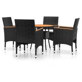  5-dijelni vrtni blagovaonski set od poliratana crni | Eponuda.com