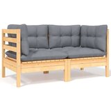 VidaXL Vrtni dvosjed sa sivim jastucima od masivne borovine VidaXL Vrtni dvosjed sa sivim jastucima od masivne borovine Slike