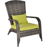 Outsunny vrtni stol iz ratana, zunanji fotelj Adirondack z nasloni za roke in oblazinjenimi blazinami, siv, 65x86x90 cm, (20754301) Cene