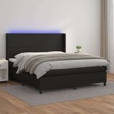  Box spring s madracem LED crni 160x200cm od umjetne kože | shoptok.hr