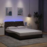 vidaXL Posteljni okvir z LED brez vzmetnice temno rjav 140x200 cm Cene