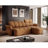 ELTAP Rumena/rjava žametna raztegljiva/s prostorom za shranjevanje kotna sedežna garnitura (desni kot/z ležalnikom) Beneth – | Shoptok.si