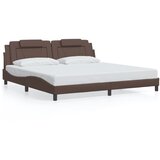Maison Chic Posteljni Okvir - Dvoposteljna postelja z vzglavjem rjav 200x200 cm umetno usnje, (22080473) | Shoptok.si