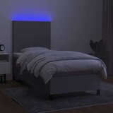  Box spring postelja z vzmetnico LED svetlo siva 80x200 cm blago, (20789366) | Shoptok.si