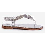 EVENTO Women's Flat Sandals With Decorative Flower Silver Edoni | ePonuda.com
