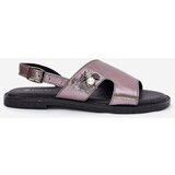 VINCEZA Flat Ladies Sandals With Decorative Detail Silver 17378 | Shoptok.si