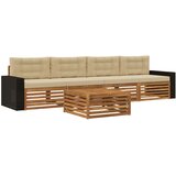 Set vanjskih sofa 5 kom. Prirodna i bež Čvrsto drvo akacije 79 x 79 x 37 cm | Shoptok.si