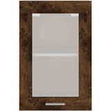 vidaXL Steklena viseča omarica dimljeni hrast 40x31x60 cm inežnir. les | Shoptok.si