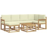 vidaXL Zunanja garnitura za sedenje z blazino 7 pcs Bela in krem, (5000271920) | Shoptok.si