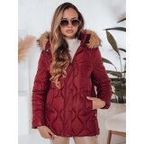 DStreet Kurtka damska zimowa LUMORE pikowana z kapturem bordowa | Shoptok.si
