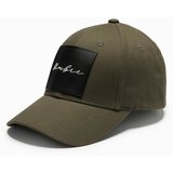 Ombre Men's baseball cap with visor and large patch - khaki Cene