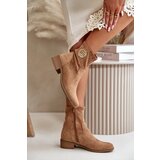 Boto Women'S Ankle Boots With Zipper And Decorative Detail Eco Suede Beige Lerioria | Shoptok.si