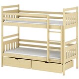 Molarem Home Drveni dječji krevet na kat Adas s ladicom - svijetlo drvo - 200x90 cm - Madrac PE pjena 8 cm-spužvasti madrac | shoptok.hr