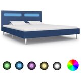 Maison Chic Posteljni okvir - Dvoposteljna postelja - Zakonska postelja z LED osvetlitvijo modro blago 180x200 cm, (21694179) | Shoptok.si