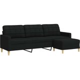  Trosjed s tabureom crni 210 cm od tkanine | shoptok.hr