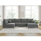 Ropez Siva kutna garnitura od bouclé tkanine (s desnim kutom/u obliku slova "U") Ariella – | shoptok.hr