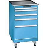 LISTA Predalnik, širina 564 mm, pomičen, 5 predalov, VxG 990 x 725 mm, svetlo moder | Shoptok.si