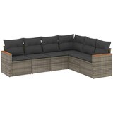  6-dijelni set vrtnih sofa od poliratana s jastucima sivi | shoptok.hr