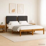  Krevetni okvir s tapiciranim uzglavljem Prirodna i tamnosiva - Prirodna i tamnosiva 135 x 190 cm | shoptok.hr