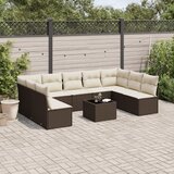  10-dijelni set vrtnih sofa od poliratana s jastucima smeđi | shoptok.hr