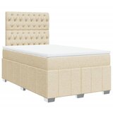 vidaXL Box spring postelja z vzmetnico krem 120x200 cm blago, (21309864) | Shoptok.si