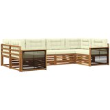  Set vanjskih sofa 6 kom. Prirodna i krem Čvrsto drvo akacije | shoptok.hr